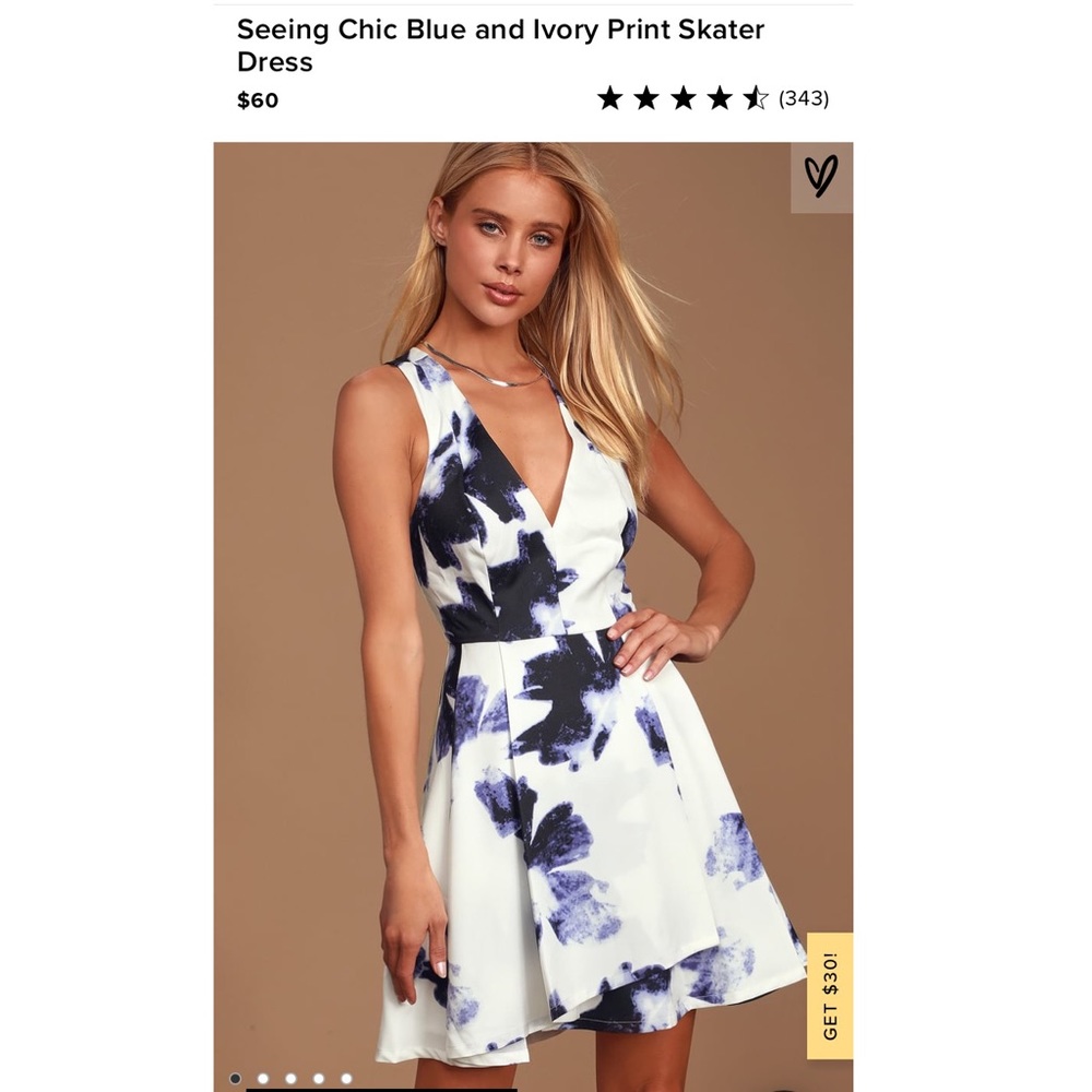 Seeing Chic Blue and Ivory Print Skater Dress